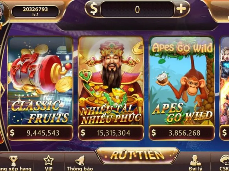 Giao diện game Golden Fortune Slot với các biểu tượng vàng bạc